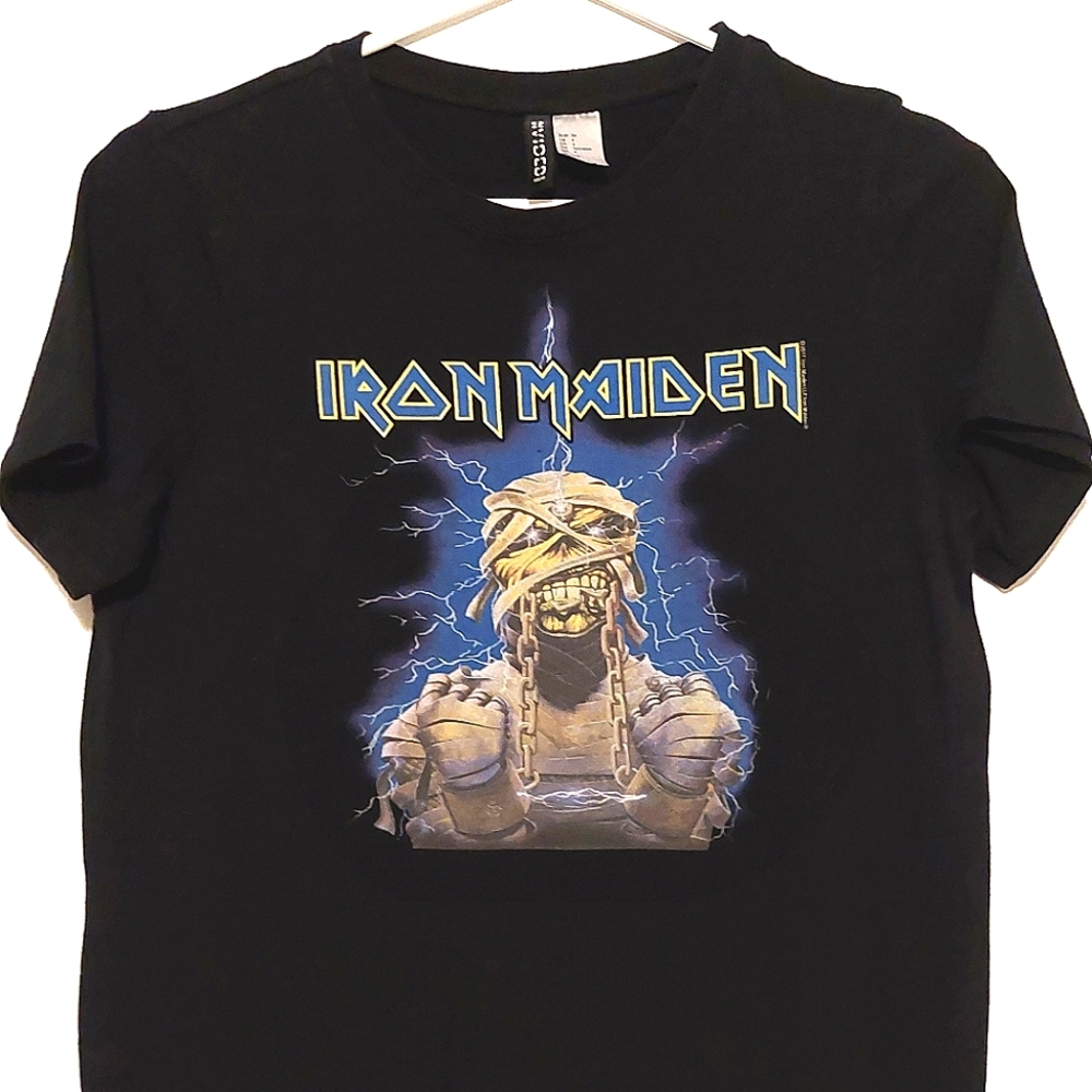 Iron Maiden H&M Women's Black Short Sleeved Graphic T-shirt Mini Dress E… - Picture 3 of 7